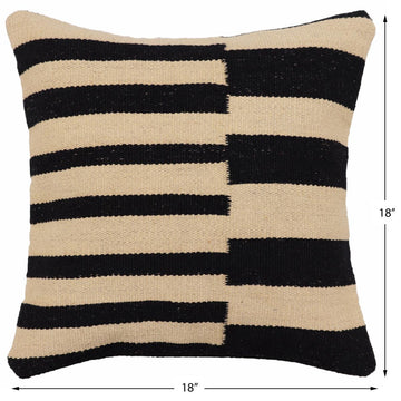 handmade Modern Pillow Beige Black Hand-Woven SQUARE 100% WOOL  Hand woven turkish pillow  2 x 2